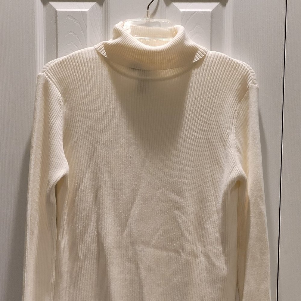 Tomorrow's Mother Off-White Ribbed Maternity Turtleneck Shirt sz. XL